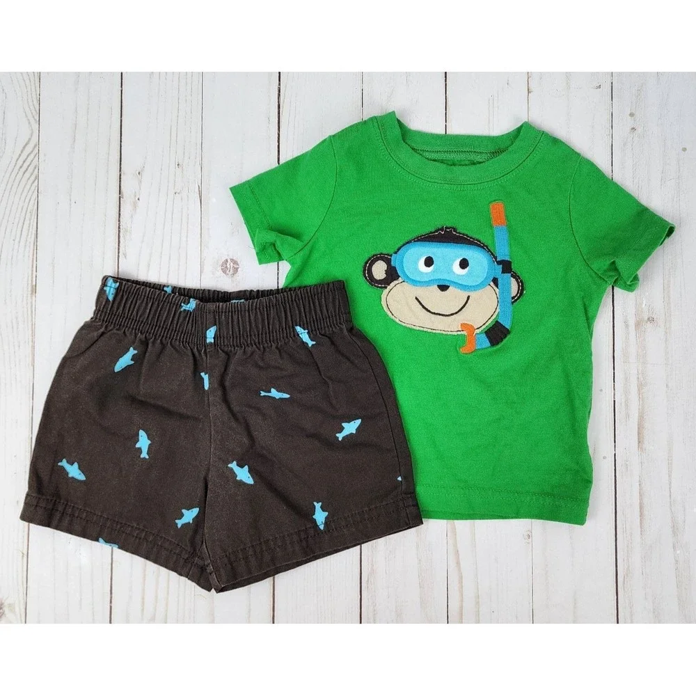 Carter's 2-Piece Monkey Goggles Outfit Baby Boys 6 months